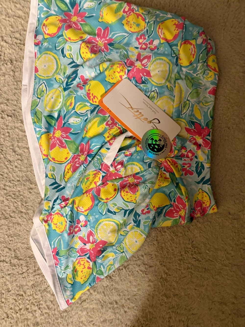 Gotten Bright Lemon Floral shorts athletic Cover-Up - Turquoise, Yellow Pink